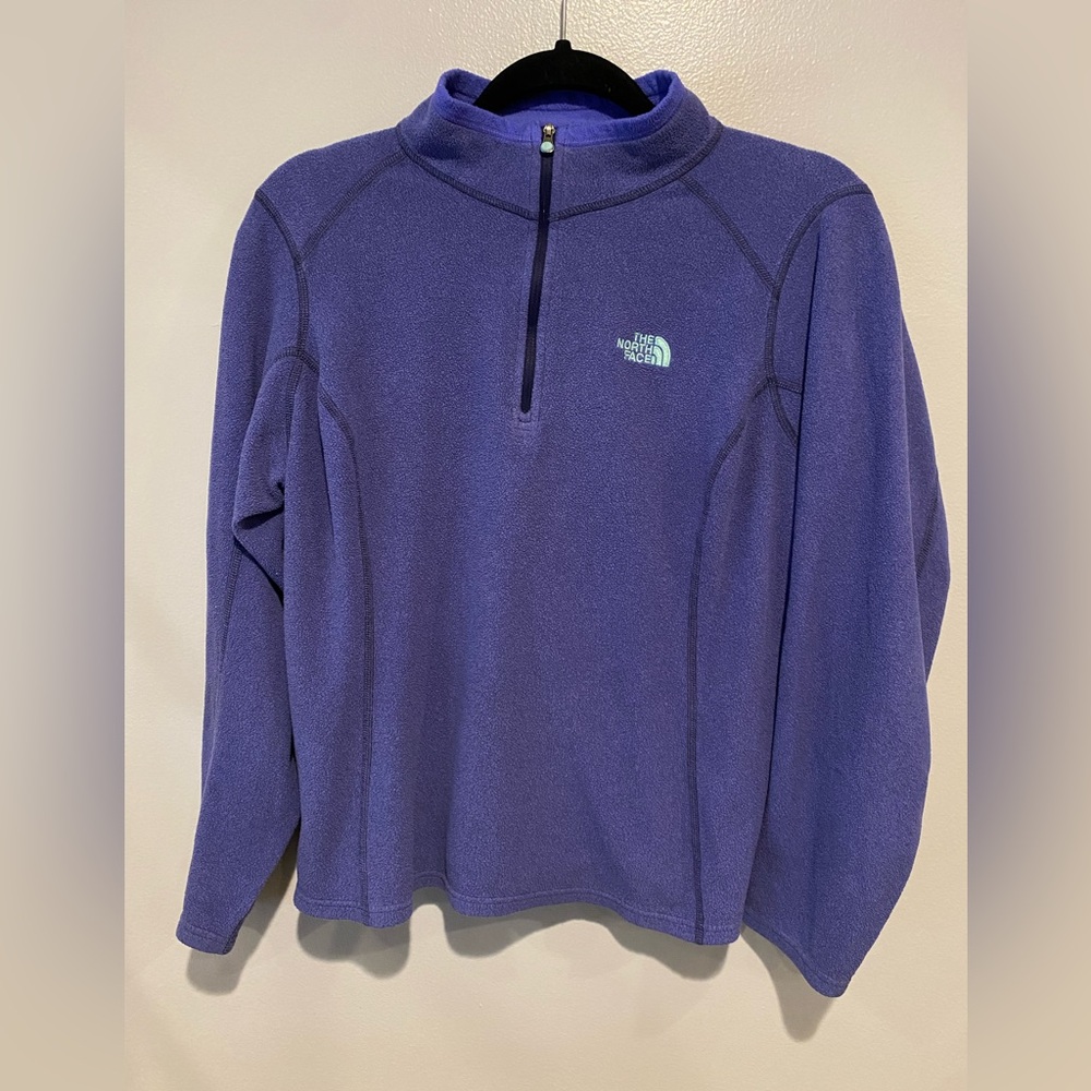 The North Face Jacket Youth Girls XL Purple Fleece Polartec 1/4 Zip Pullover - Picture 2 of 7